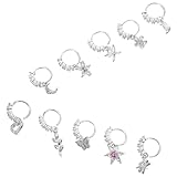 ANDRESLAD Aros Nariz de Acero Inoxidable Plateados 10 Piezas con Diseños Creativos y Brillantes Joyas para Perforación Nasal Cómodas y Decorativas Ideales para Looks de Moda y Regalos