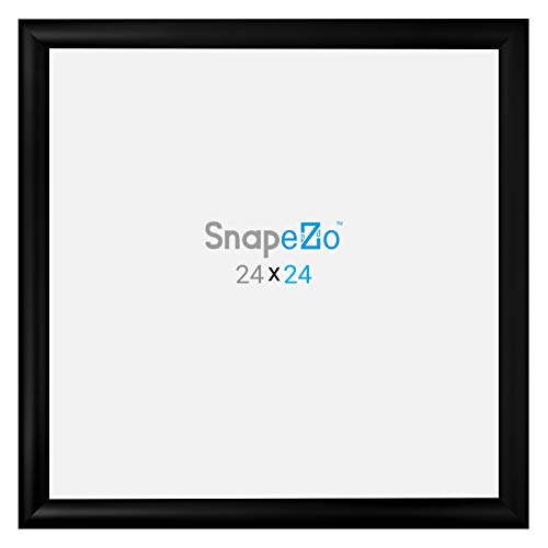 Snapezo Poster Frame 24X24 Inches, Black 1.2 Inch Aluminum Profile, Front-Loading Snap Frame, Wall Mounting, Premium Series #TOP6