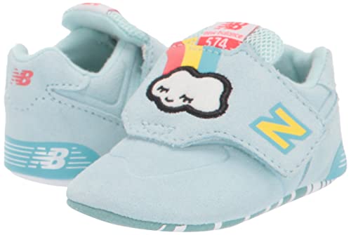 New Balance Kid's 574 V1 Crib Hook & Loop Sneaker, Pale Blue Chill/White, 3 Infant #TOP7