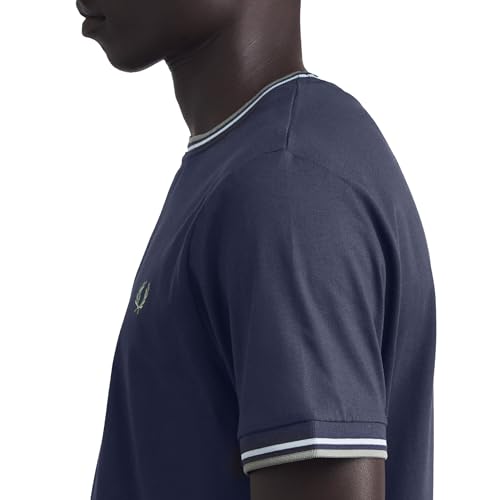 Fred Perry Camiseta de doble punta, Dark Airforce/Lila/Bayleaf, Dark Airforce/Lila/Bayleaf, L