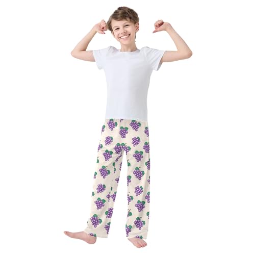Pajama Pants Lounge Sleep PJ Bottoms Sleepwear Elastic Waist Drawstring L Grapes3
