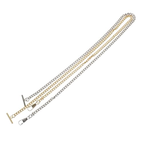2pcs Decorative Pocket Watch Chain with Hook T Bar Design Chic Cow Boy Style for Men and Women Clothes Chain Accessories and