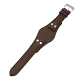 Cinturino in vera pelle da uomo con rivetto da 20/22 mm adatto for Fossil CH2564/2565/2891/3051/FS4813/ME3102/AM4535/4486/4532(Brown silver buckle,20mm)