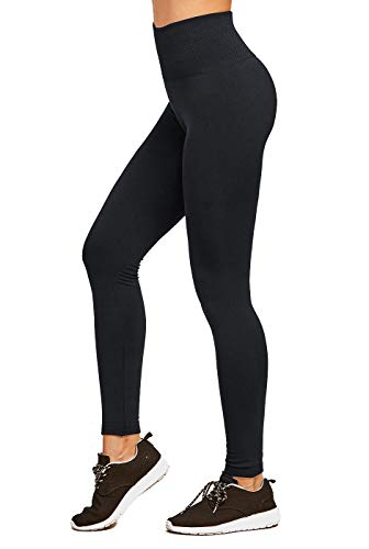 Leggings - Women's Seamless High Waist Fleece Lined Leggings (Pack Of 3) - Black #TOP2