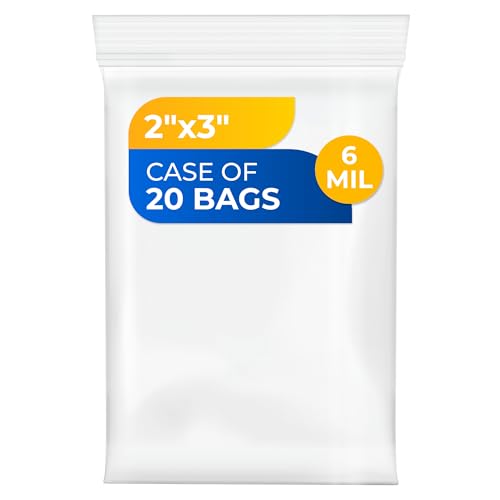 Paclord 2\" x 3\" Extra Small Zip Seal Lock Bag, 6 Mil (Pack of 20) â€“ Heavy-Duty Reclosable Plastic Bag â€“ Clear Resealable Bags, Waterproof â€“ For Storing and Organizing Clothes, Jewelry
