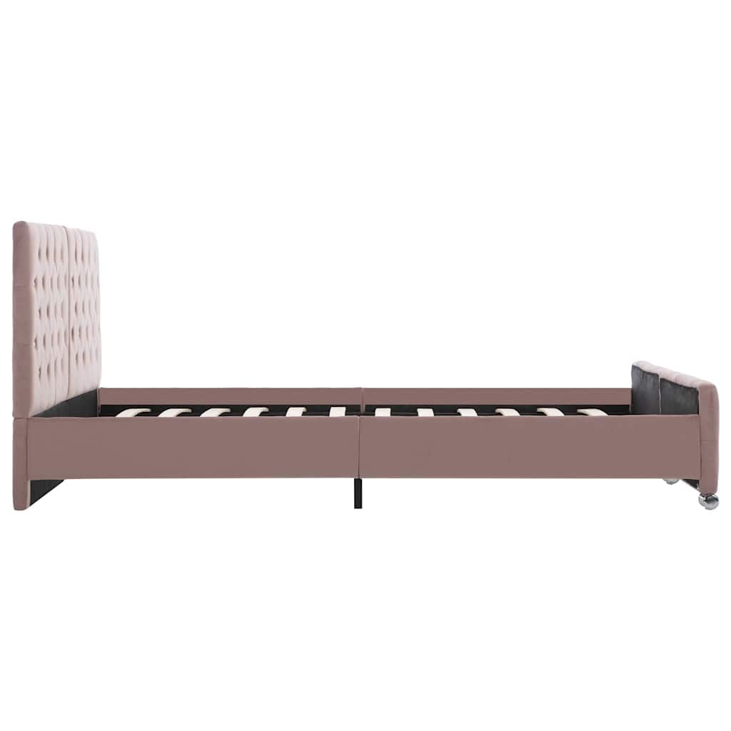 Cadre de lit rose velours 160 x 200 cm