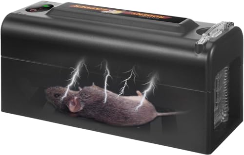 JahyTech Electric Mouse Traps Indoor for Home, Rat Trap for House Indoor with Upgraded Anti-Escape Door & 6000V-9000V Electrical Voltage, Reusable Pest Control Zapper for Rats Mice Chipmunks, Black
