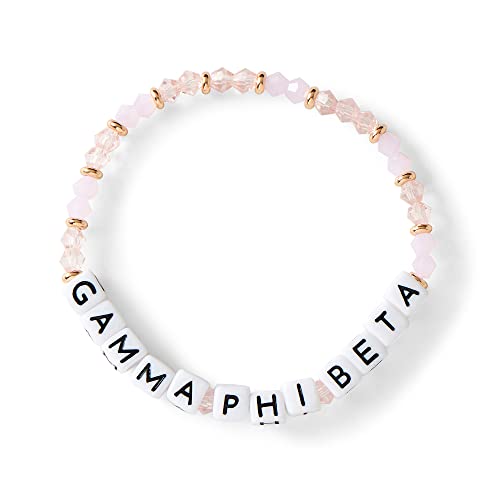 Sorority Shop Gamma Phi Beta Bracelet — Glass Bead Bracelet with GPB Name Beads and 18K Gold Accent Beads, Greek Sorority Jewelry for Big Little Sorority Gifts