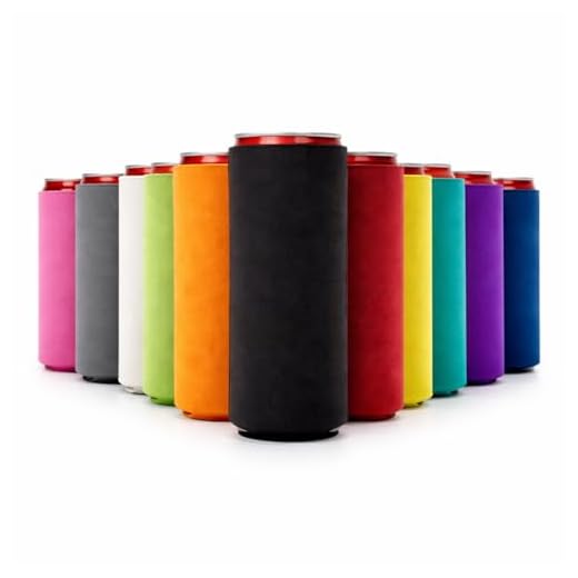 Set of 12 Blank Slim Can Coolers, 12 Slim Neoprene Can Sleeves, 12oz Blank Beer Skinny Can Cooler, Perfect Sublimation Slim Can Cooler for Seltzers (Assorted)