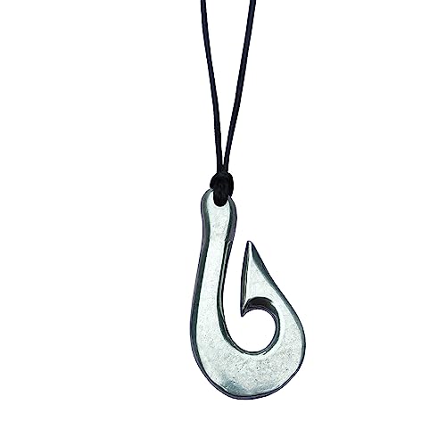 Collar ajustable Maori (Nueva Zelanda) "Large Fish Hook" Hecho a Mano En Francia de Peltre