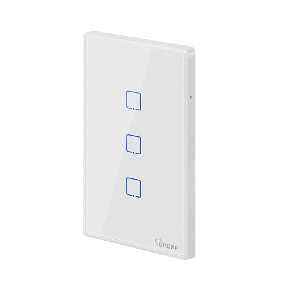 Vetrineinrete® Interruttore smart 3 canale controller da remoto wireless wifi placca touch domotica (Bianco)