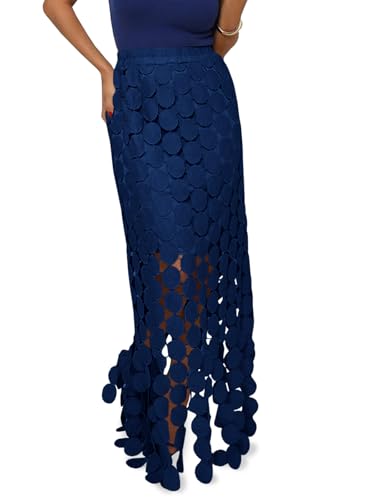 Image of Cicy Bell Womens Hollow Out Maxi Skirts Summer Boho Fringe Hem Long Skirt