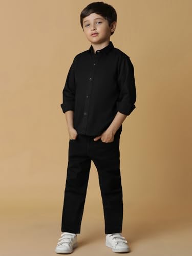 Image of Tales & Stories Boys Slim Fit Denim Jeans | 5-Pocket Stylish Mid-Rise Pants| Durable Cotton Denim Lycra with Button Closure | Casual Wear