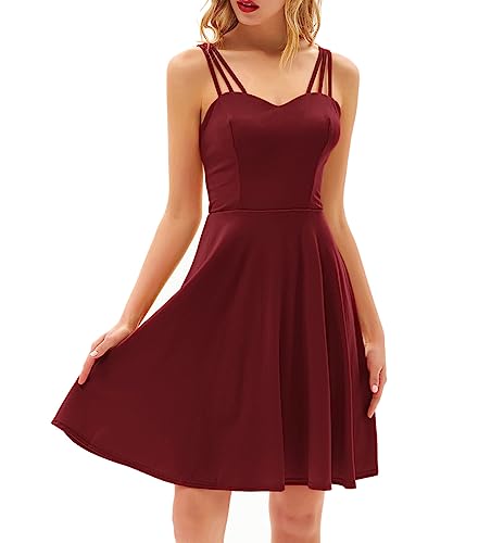 Damen Cocktail Kleid Rückenfrei Elegant Abendkleid A-Linie Schlinge...