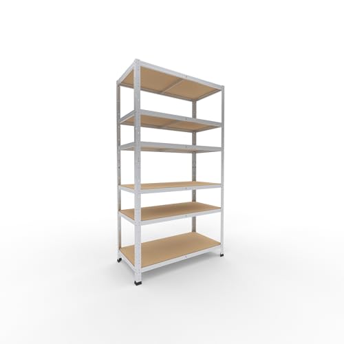 shelfplaza Home 180x100x50 cm Schwerlastregal in verzinkt mit 6 Böden und 145 kg Traglast pro Boden