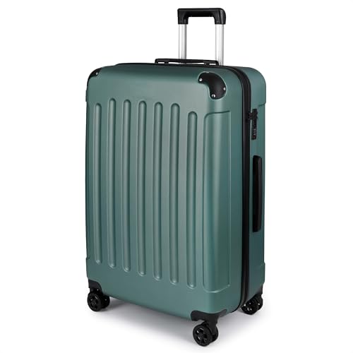 TANTOMI Koffer Groß, 28 Zoll Hartschalenkoffer, Trolley, Leichter ABS-Rollkoffer, Reisekoffer mit 4×360°-Rollen, 3-Stelliges Zahlenschloss (Helles Dunkelgrün, 95L)