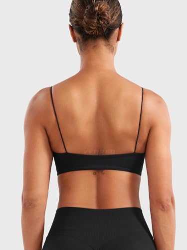 YEOREO Women's Spaghetti Strap Sports Bra Enidy Square Neck Yoga Wireless Low Impact Padded Seamless Cami Crop Top4