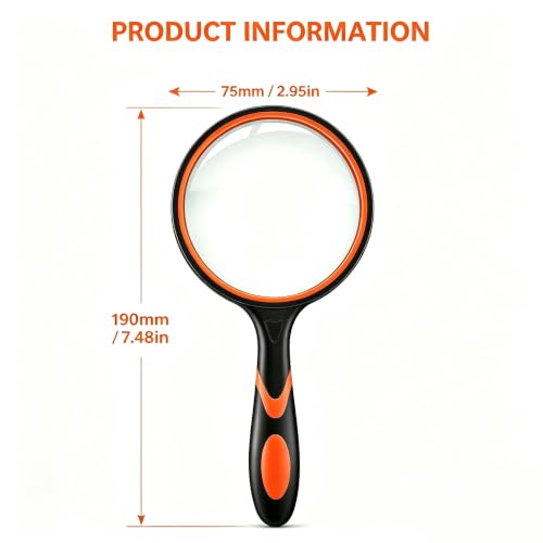 3 Inch (75mm) Magnifying Glass, Handheld Reading Magnifier with Non-Slip Rubber Handle for Seniors, Kids, Students, Reading, Science Activities, Nature Exploration & Hobby Observation - Image 2