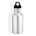 Eco-Friendly Wide Mouth 17 oz, 500 mL Stainless Steel Water Bottle - BPA Free, Brushed Metal Silver