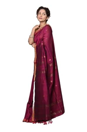 Very Much Indian Rajsi ~ Handloom Pure Cotton Saree with Classic Border and Pallu (Colour :- Pink)