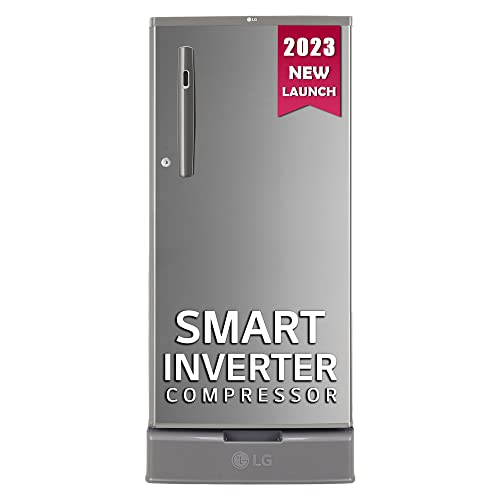LG 185 L 4 Star Direct-Cool Smart Inverter Compressor Single Door Refrigerator (‎‎GL-D199OPZY, Shiny Steel, Base Stand with Drawer)