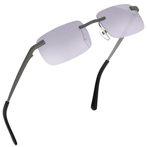 Image of grinderPUNCH Small Slim 90's Popular Nineties Rectangular Sunglasses Clear Rimless Eyewear