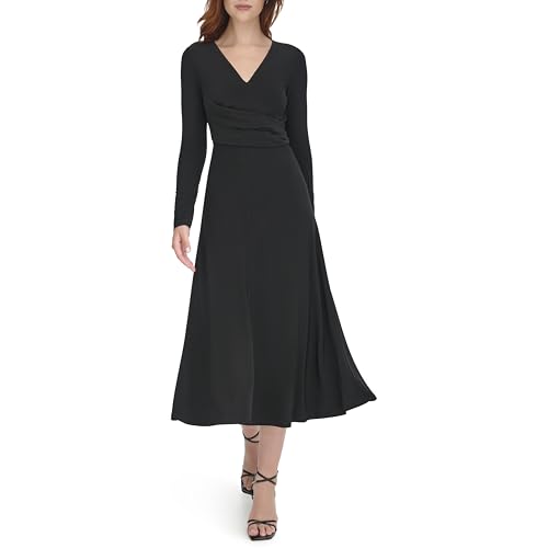 Tommy Hilfiger Women's Long Sleeve V-Neck Side Drape Dress