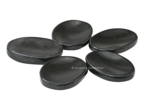 Image of Amazing Gemstone Shungite Worry Stone Crystals and Healing Stones - Worry Stones for Stress Relief Gifts - Piedra Crystal Fidget for Meditation, Relaxation - Unique Stocking Stuffers