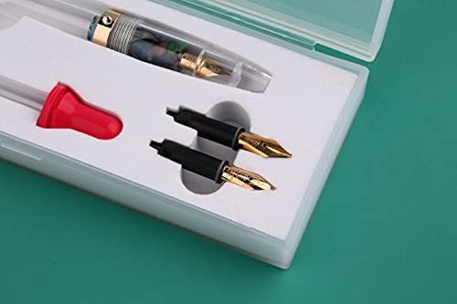 Majohn S5 Fountain Pen Clear Transparent Acrylic, Fine Nib +Two Additional Nibs (Wide and Bent) Eyedropper Filling