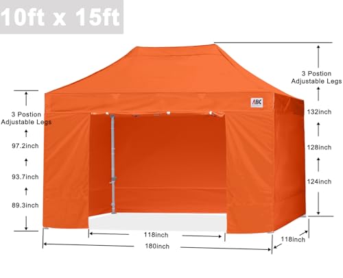 Image of ABCCANOPY Commercial Pop Up Canopy Tent with Sidewalls 10X15,Orange