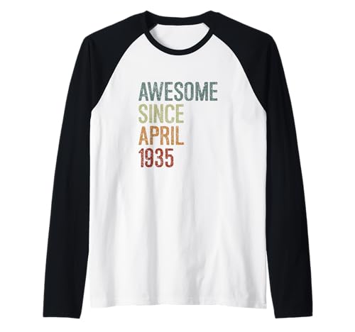 Impresionante desde abril de 1935, regalo de cumpleaños divertido retro Camiseta Manga Raglan