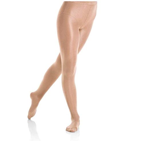 Mondor 3358 Footed Shimmer Figure Skating Tights - Suntan - M