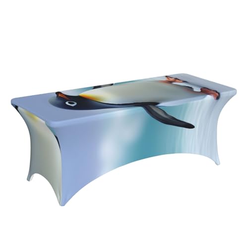Nappe de table extensible rectangulaire en élasthanne motif pingouin 180cm - 4