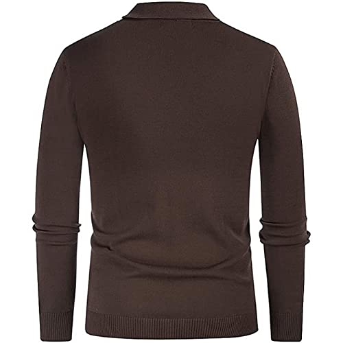 Mens Knitted Sweater,Plus Size Sweaters For Men Mens Pullover Quarter Zip Sweater Vest Spring And Autumn Men's Long Sleeve Striped Business Generic V Neck Men Sweat Suits(Brown,Xxl) #TOP5