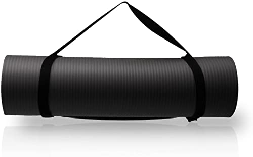 diMio XL Komfort-Gymnastikmatte Yogamatte in 185x90x1.5cm mit Tragegurt Phtalatfrei + SGS-geprüft (Schwarz., 185 x 90 x 1.5 cm (XL))