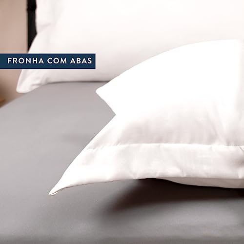 Kit 02 Fronhas Envelope Slim c/ 03 Abas 200 Fios King 90cm x 50cm (Branco)