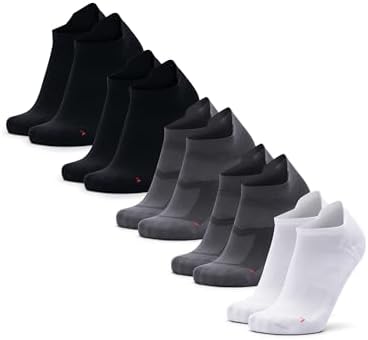 DANISH ENDURANCE Calcetines Cortos de Running, Calcetines Deportivos Antiampollas, Hombres y Mujeres, 3 o 5 Pares, Multicolor: 2 x Negro, 2 x Gris, 1 x Blanco, 43-47