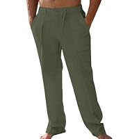 Men's Elastic Drawstring Waistband Casual Linen Pants (3 Colors) only