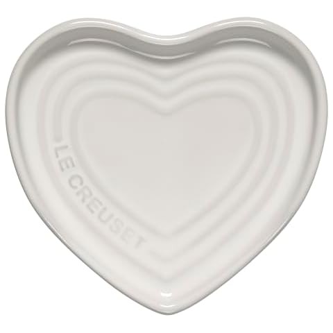 Le Creuset Stoneware Heart Shaped Spoon Rest, 5", White Cover