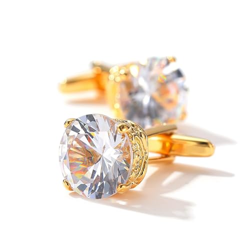 Gemelos de circonita cúbica elegantes con brillo de diamante para camisa de gala