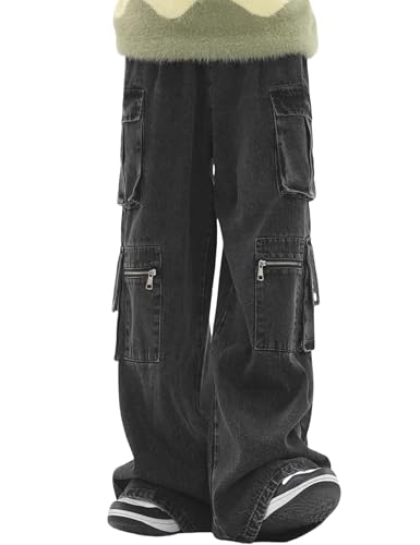 Mens Baggy Jeans Y2k Wide Leg Skater Pants Grunge Clothes Denim Cargo Jeans for Women