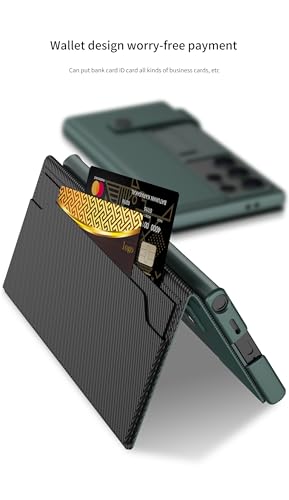 Image of Midkart Leather Flip Cover Compatible with Samsung Galaxy S25 Ultra with Card Holder Built-in Kickstand Magnetic Belt Lock Inner Hard PC with Full Body and Camera Protection, Green