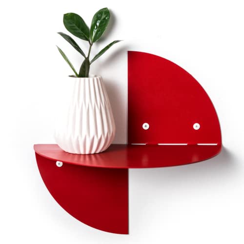 Petites étagères en acier murales flottantes, étagère de salle de bain colorée suspendue avec système de montage facile, meubles modernes - Rouge