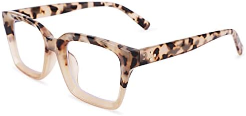 COASION Blue Light Blocking Eyeglasses Classic Thick Square Rim Frame Eyewear for Women Men (Leopard - White)