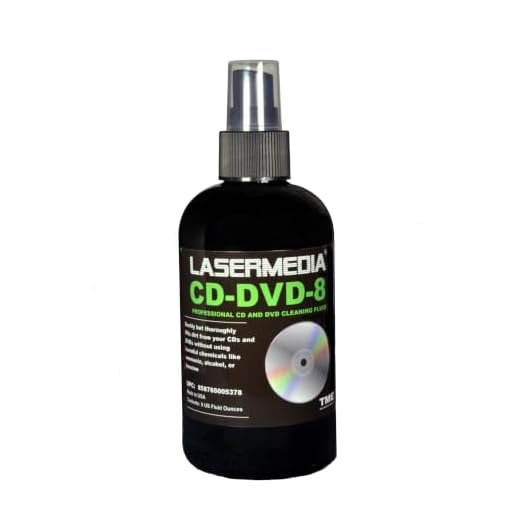 Compact Disc CD CDR and DVD DVD-R Cleaning Solution Fluid (Not a Scratch Remover) 8 Ounce (237 ML) Spray Bottle Cleaner CD-DVD-8 Made in USA Lasermedia