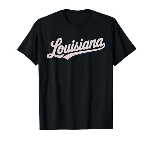 Vintage Louisiana Script Retro Swoosh Design Camiseta