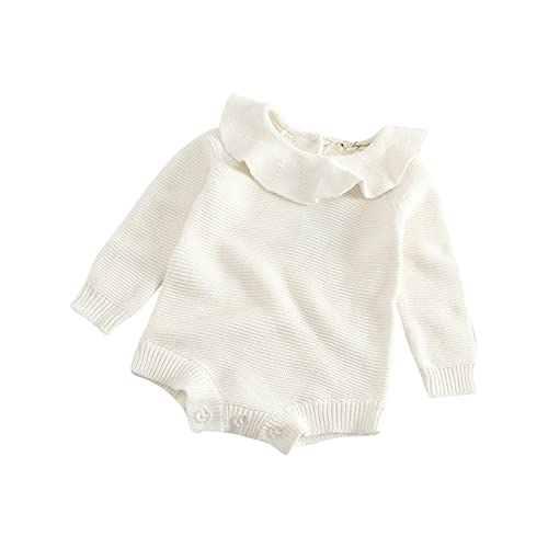 Baby Crewneck Sweatshirt Bubble Romper Dress Long Sleeve 6-9 Months Toddler Girl Clothes Fall Heart Print Cardigan Bowknot Pullover Sweater Valentines Day Outfit for Kid Milky White 6-12 Months