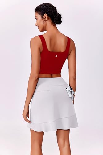 Image of PINSPARK Sports Bra for Women Square Neck Longline Tank Top with Built in Bra
