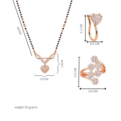 Image of Nilu's Collection American Diamond Rose Gold Plated Designer Mangalsutra Pendant for Girls and Women (With Chain) (Style 1)