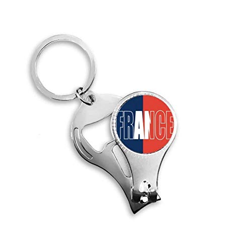 Porte-clés décapsuleur drapeau de France en métal pour trousseau - 2